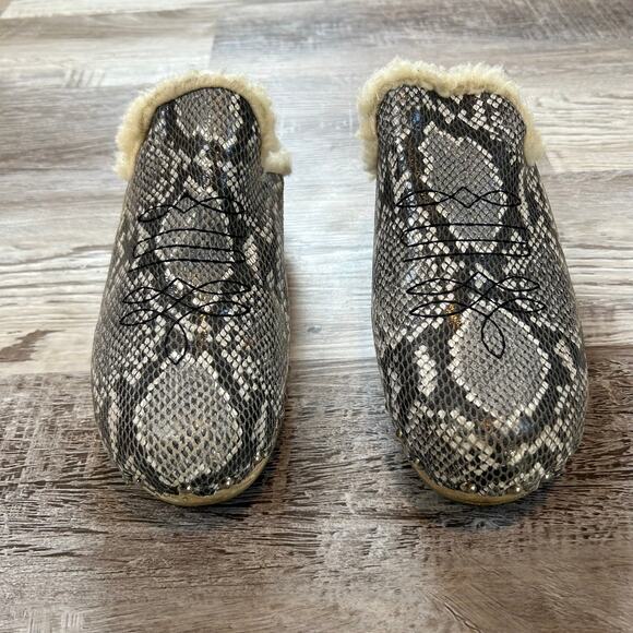 Pilcro Faux Shearling Snakeskin Clogs Wood Platform Mule Slip Ons Size 9 - Picture 11 of 12